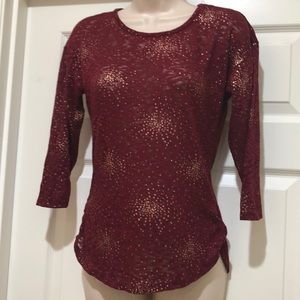 NWOT Burgundy/Gold Lightweight Sweater Top Size S